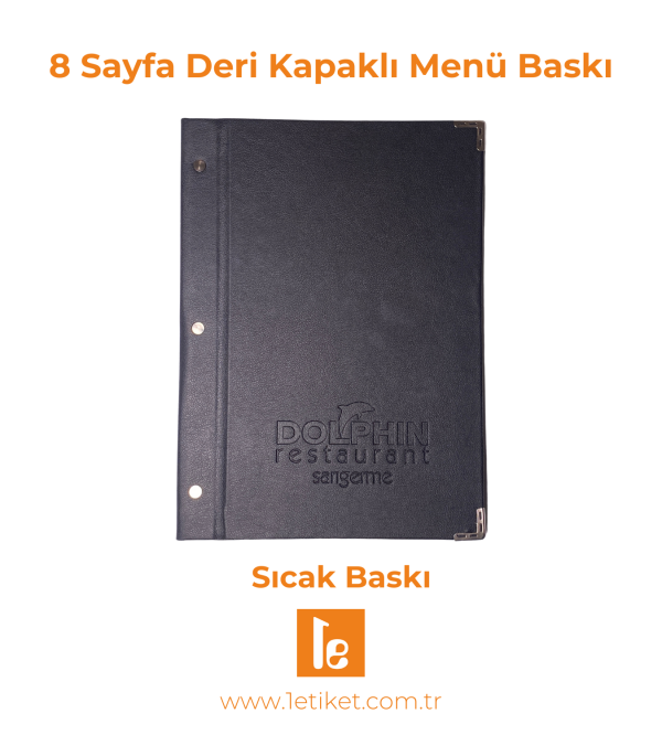 8 Sayfa Deri Kapakli Menu Baski